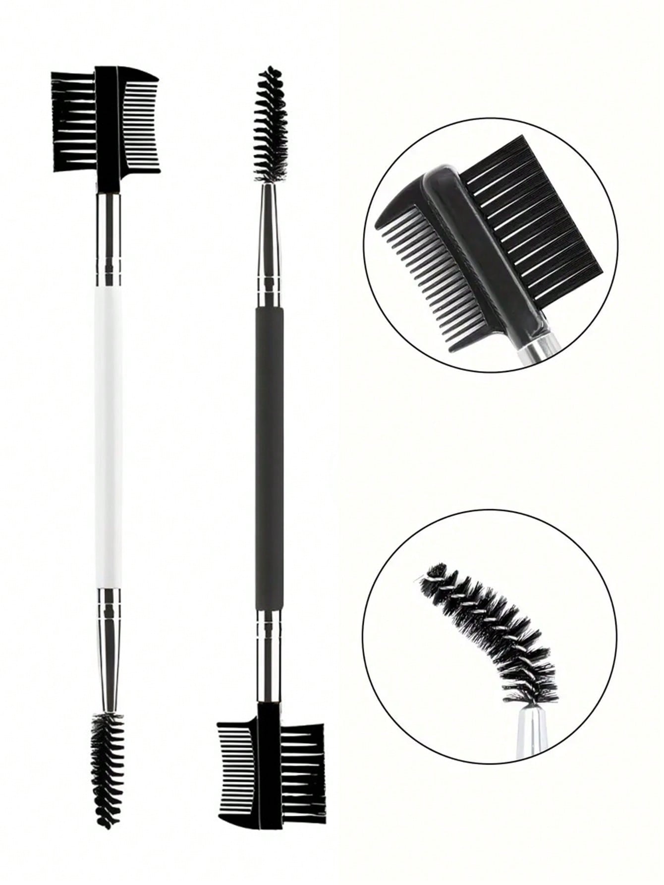 1/2/3/5PCS 3 Head Eyebrow Eyelash Shaper Eyelash Comb Double Head Brush Makeup Grooming Tool Cosmetic With 3 Different Spoolie Brushes For Separating Lashes, Eliminating Mascara Clumps, Grooming And S
