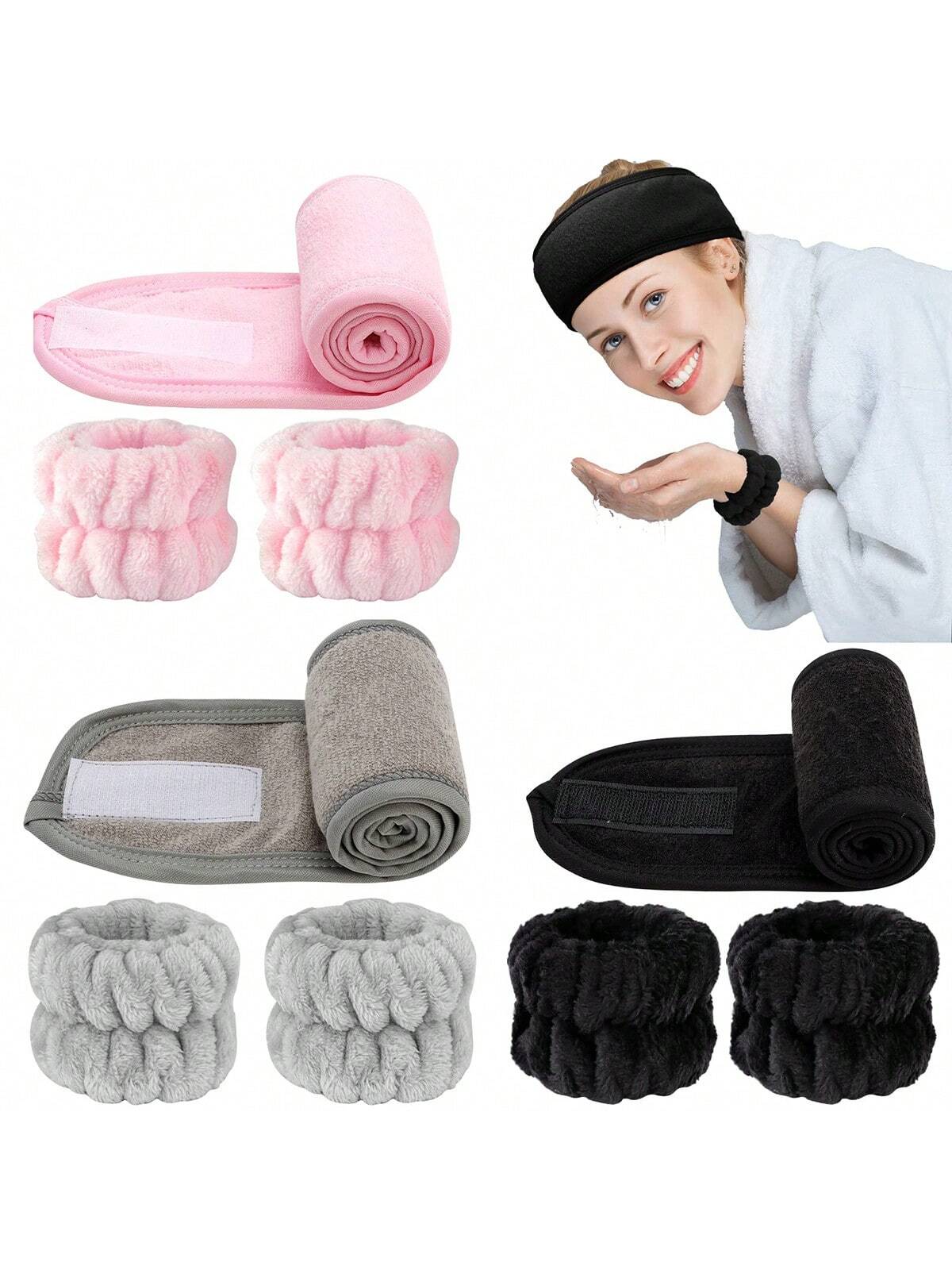 1 Facial SPA Headband/2 Facial Washing Wristbands/3 Sets Of Spa Headbands, Which Can Be Used For Face Washing, Makeup, And Facial Massage.,Skincare Headband,Beauty,Skin Care Products,Spa,Self Care,Ski