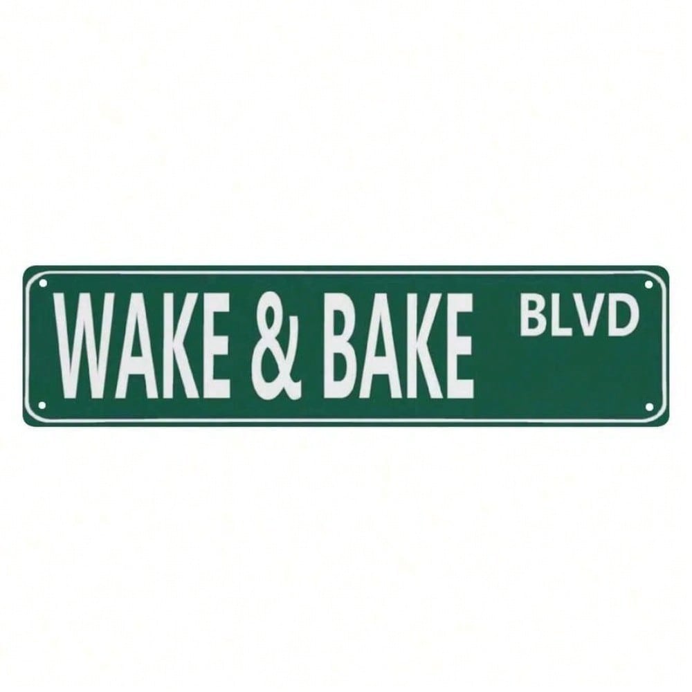 1pc 16"*4" Wake Bake Personalized Metal Signs, Gift For Him Men Dad, Man Cave, Indoor And Outdoor