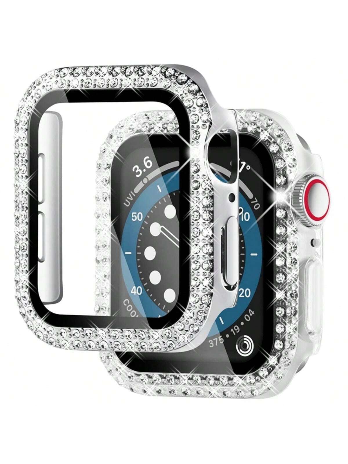 1PC Diamond Cover For Apple Watch Case 45mm 41mm 44mm 40mm 44 Mm Tempered Glass Bumper Screen Protector I Watch Series 9 7 SE 6 8 5