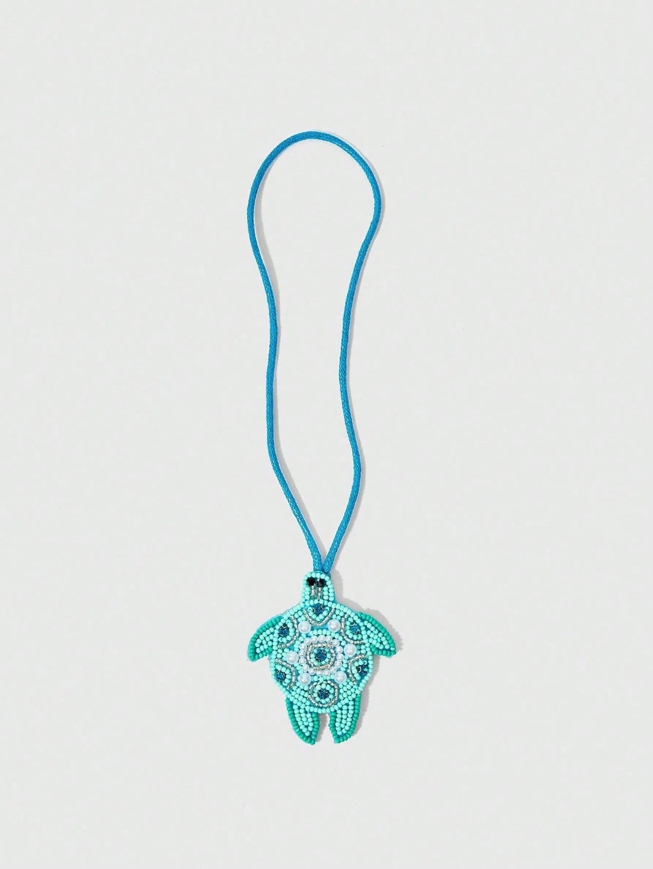 1pc Handmade Beaded Ocean Style Vacation Elements Blue Turtle, Jellyfish, Starfish, Crab, Tropical Fruit Sequin Leather Pendant, Beach