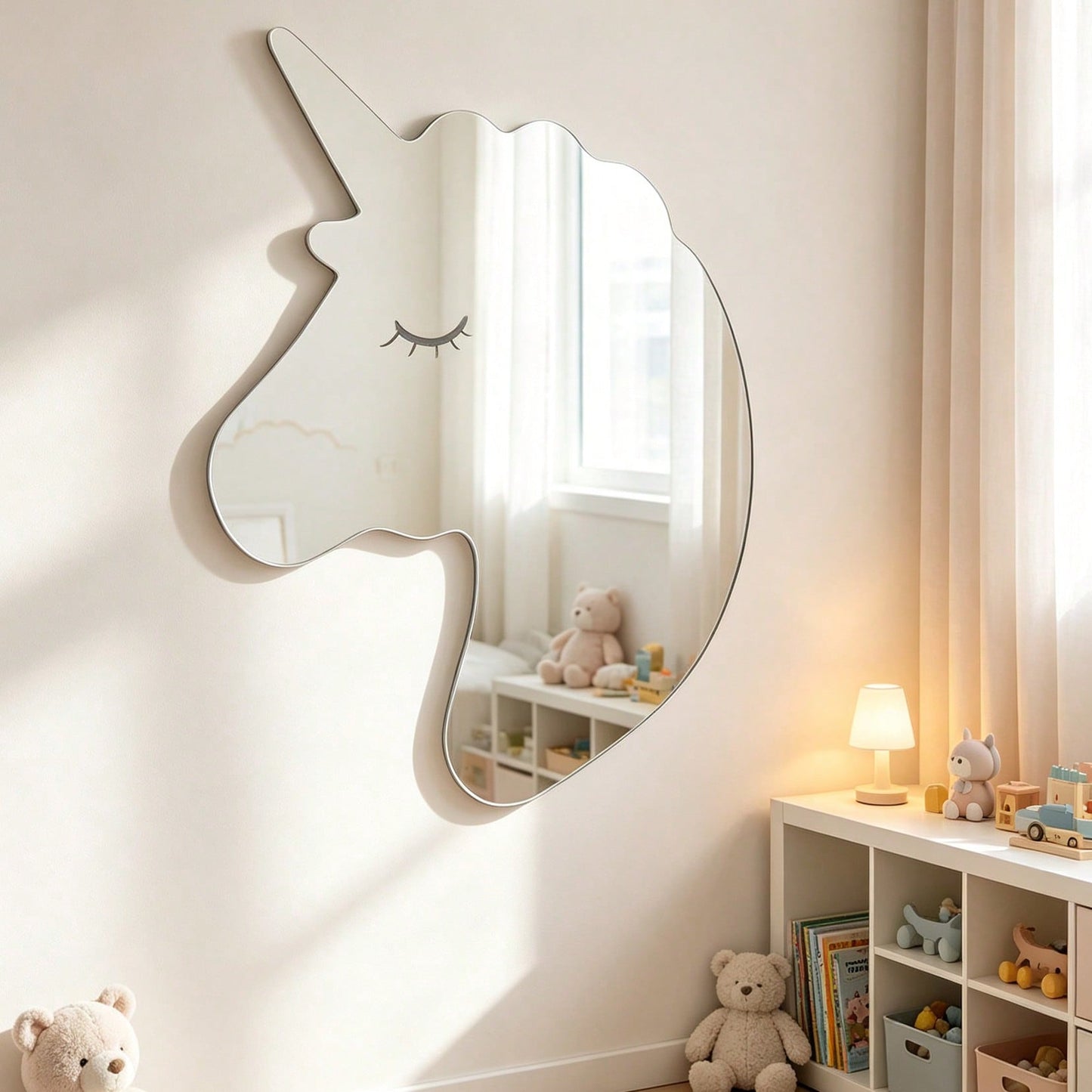 1PC Modern-Style Exquisite Unicorn-Patterned Decorative Mirror Sticker, Acrylic Mirror Wall Decal, Wall Art, Wall Decal Home Decor Bedroom Accessories