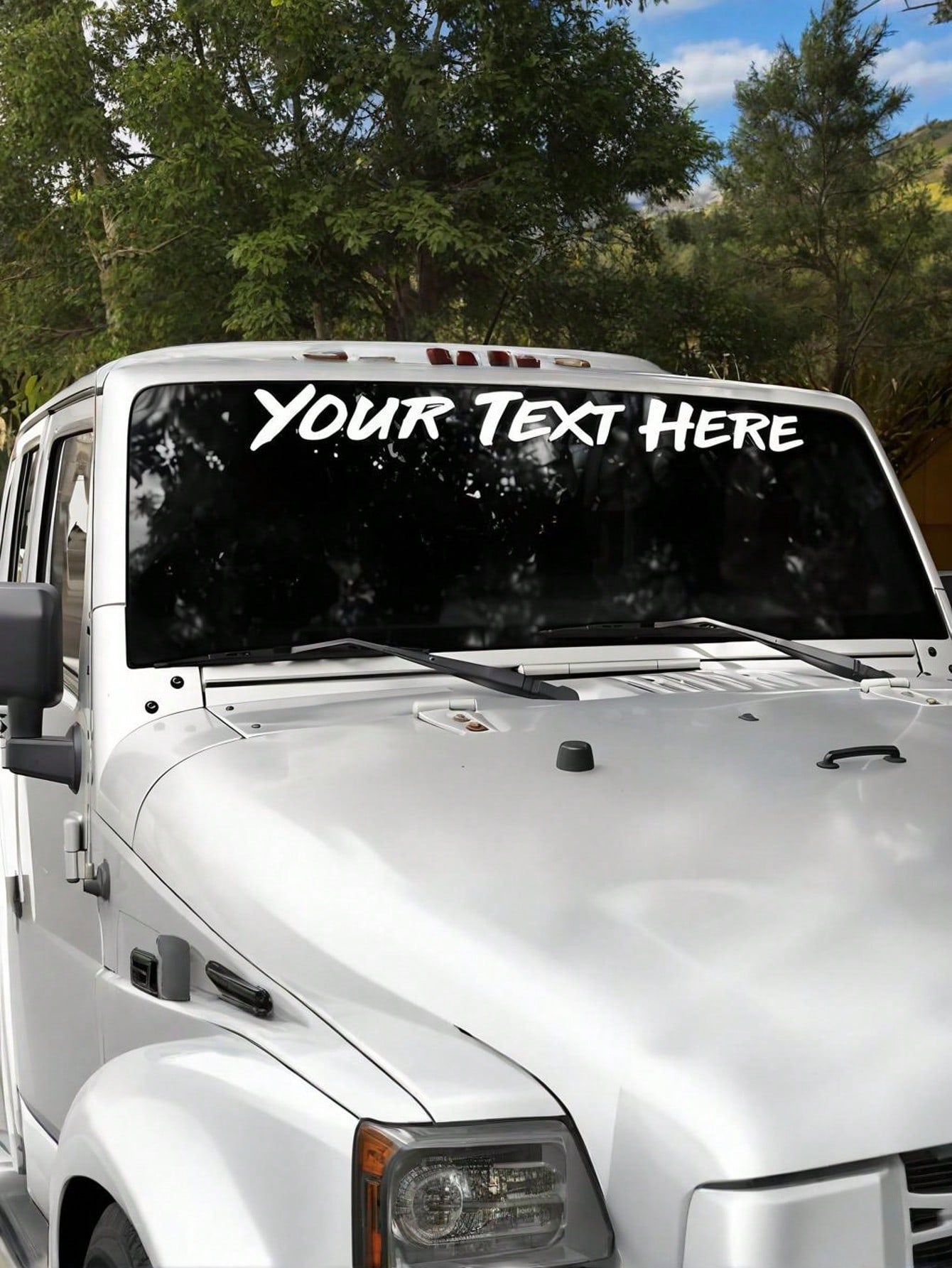 2pcs Custom Front And Rear Windshield Stickers, Unisex, Automotive Exterior Accessories Stickers Compatible With BMW, Mercedes-Benz, Audi, Etc., Car Decoration Essential, Available In White, Black, Pi