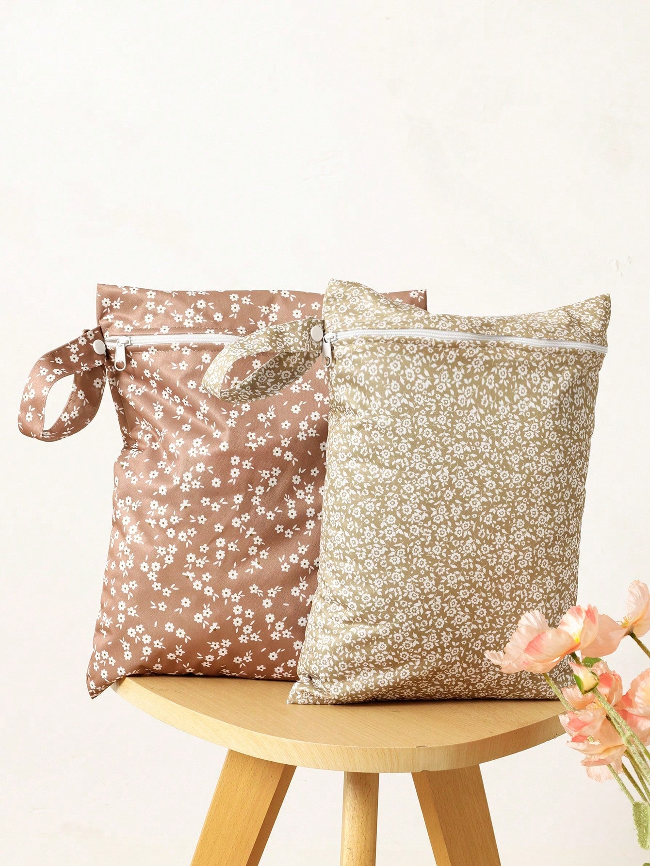 2PCS Flower Design Waterproof Storage Handbag Beach Wet Bag Baby Shower Family Decorations Gifts