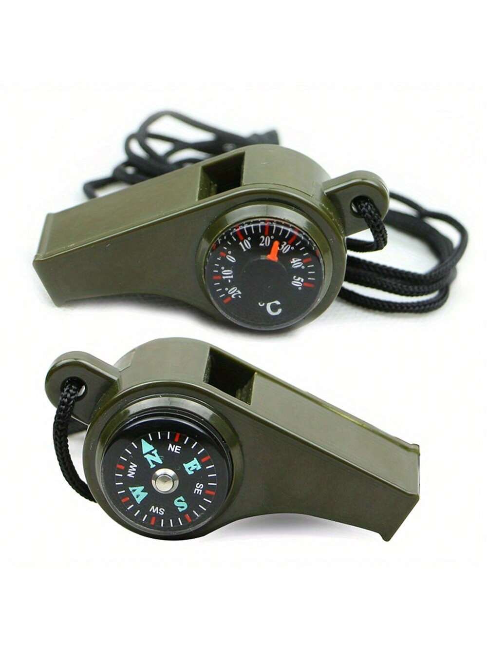 3-In-1 Emergency Survival Whistle With Compass & Thermometer- Perfect For Camping, Hiking, Outdoor Adventure, Referee And Cheerleaders