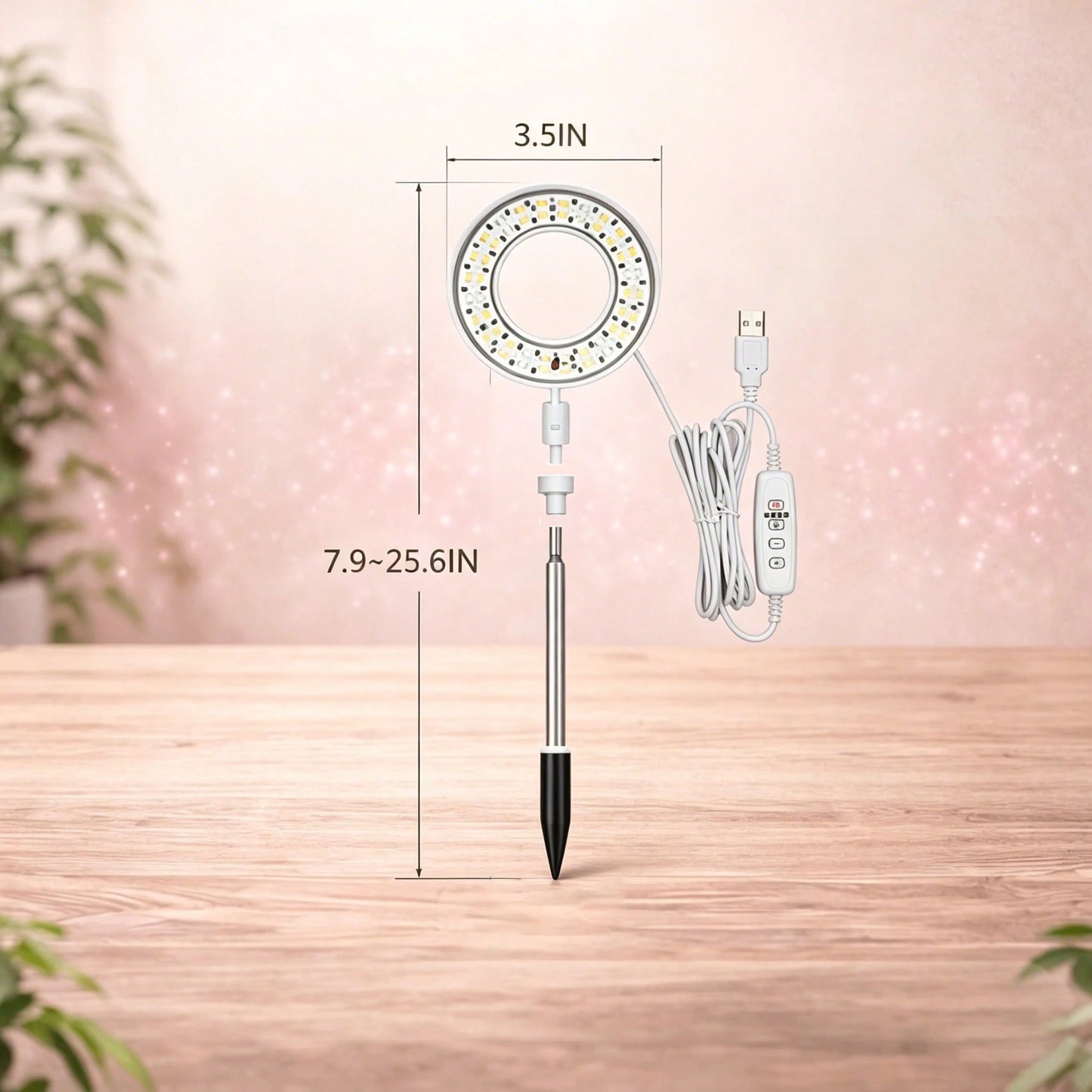 3pcs Full Spectrum Grow Lights, Adjustable Brightness And Height, With Smart Timer, Retractable Desktop Plant Lamp For Succulents, Flowers And Small Indoor Plants