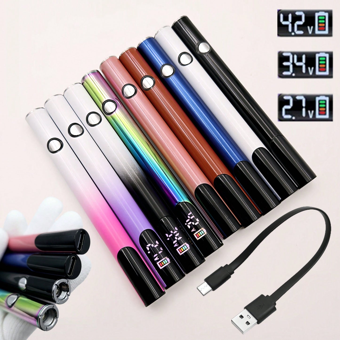 510 Thread Battery Soldering Iron Kit, Adjustable Voltage, Portable Digital Display, USB-C Rechargeable 320mAh Battery, 304 Stainless Steel, DIY Electronics Maintenance Tool- Soldering Iron Tip Not I