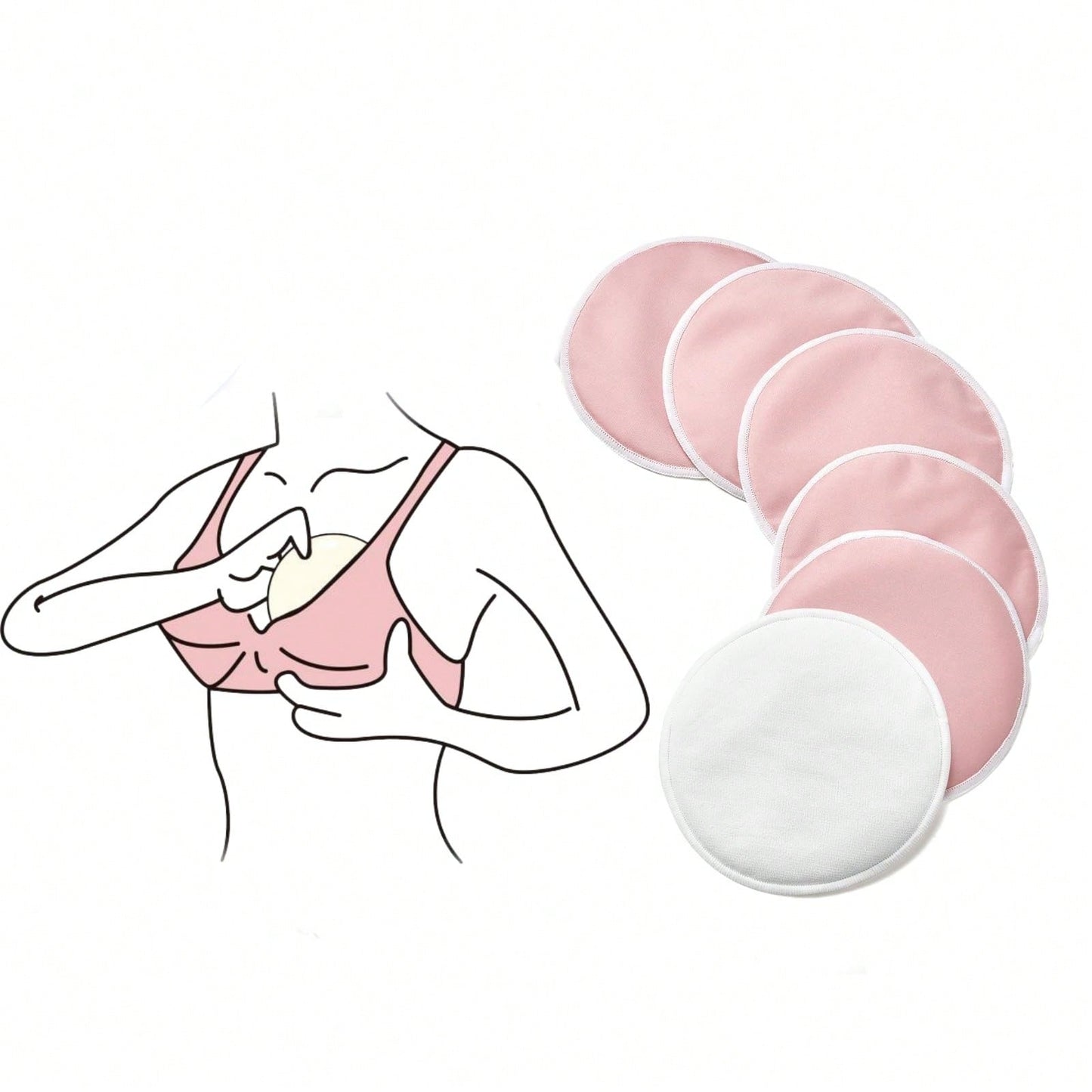 6-Pack Nursing Pads- Washable Breast Pads For Breastfeeding, Nursing Bra Nipple Pads For Breastfeeding, Pumping Bra Reusable Breast Pads