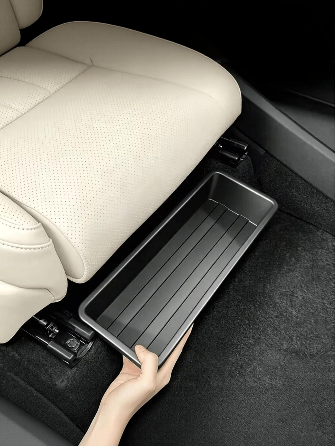 ABS Material Car Seat Under Storage Box, Suitable For Most Car Models, Organizes Front And Rear Seat Space, With Hidden Tray, Efficiently Stores Car Supplies, Can Be Used As Car Storage Rack