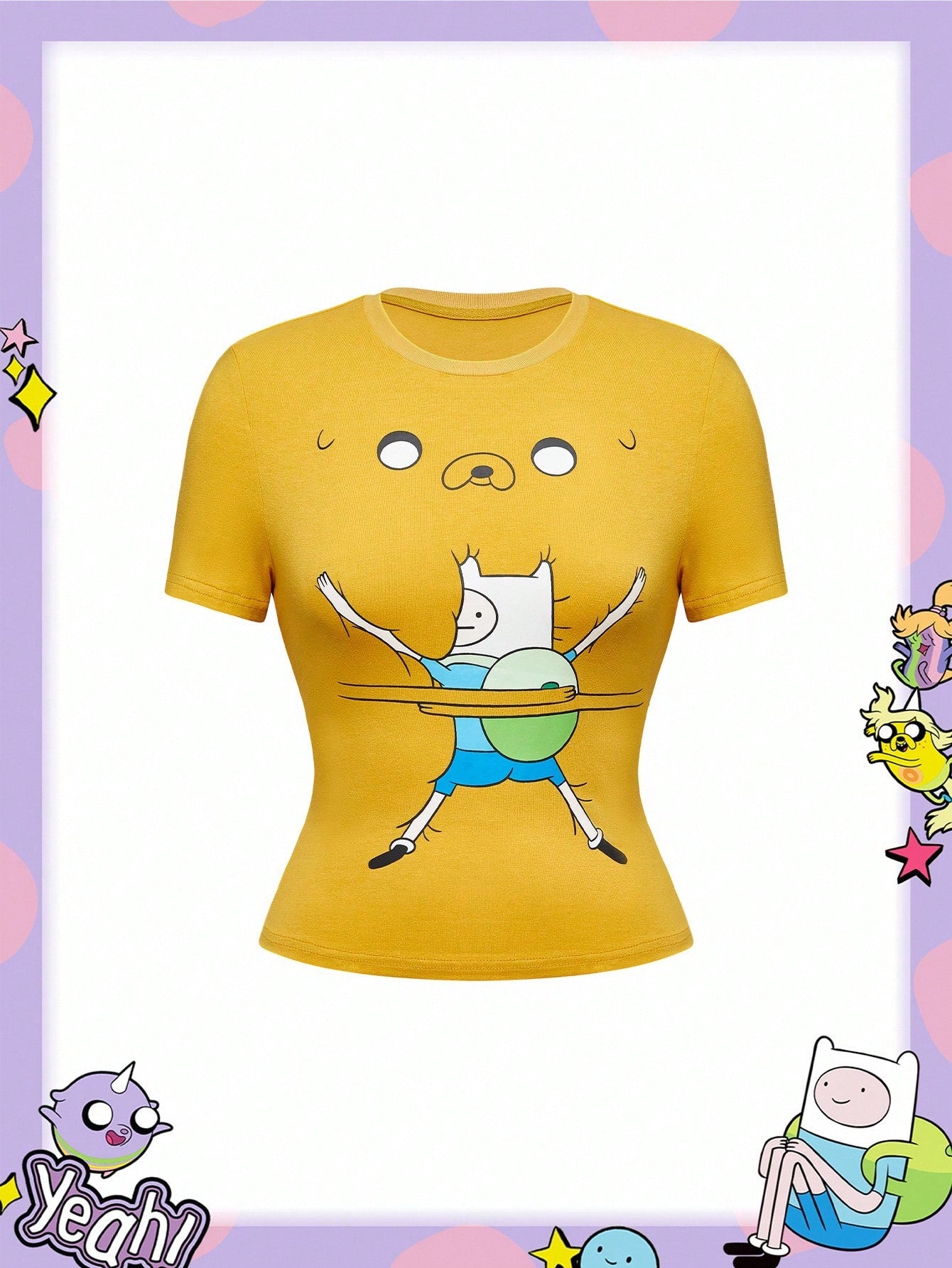 Adventure Time X ROMWE Spring/Summer Casual Graphic Women Y2K Cute Funny Novelty Cartoon Graphic T-Shirt