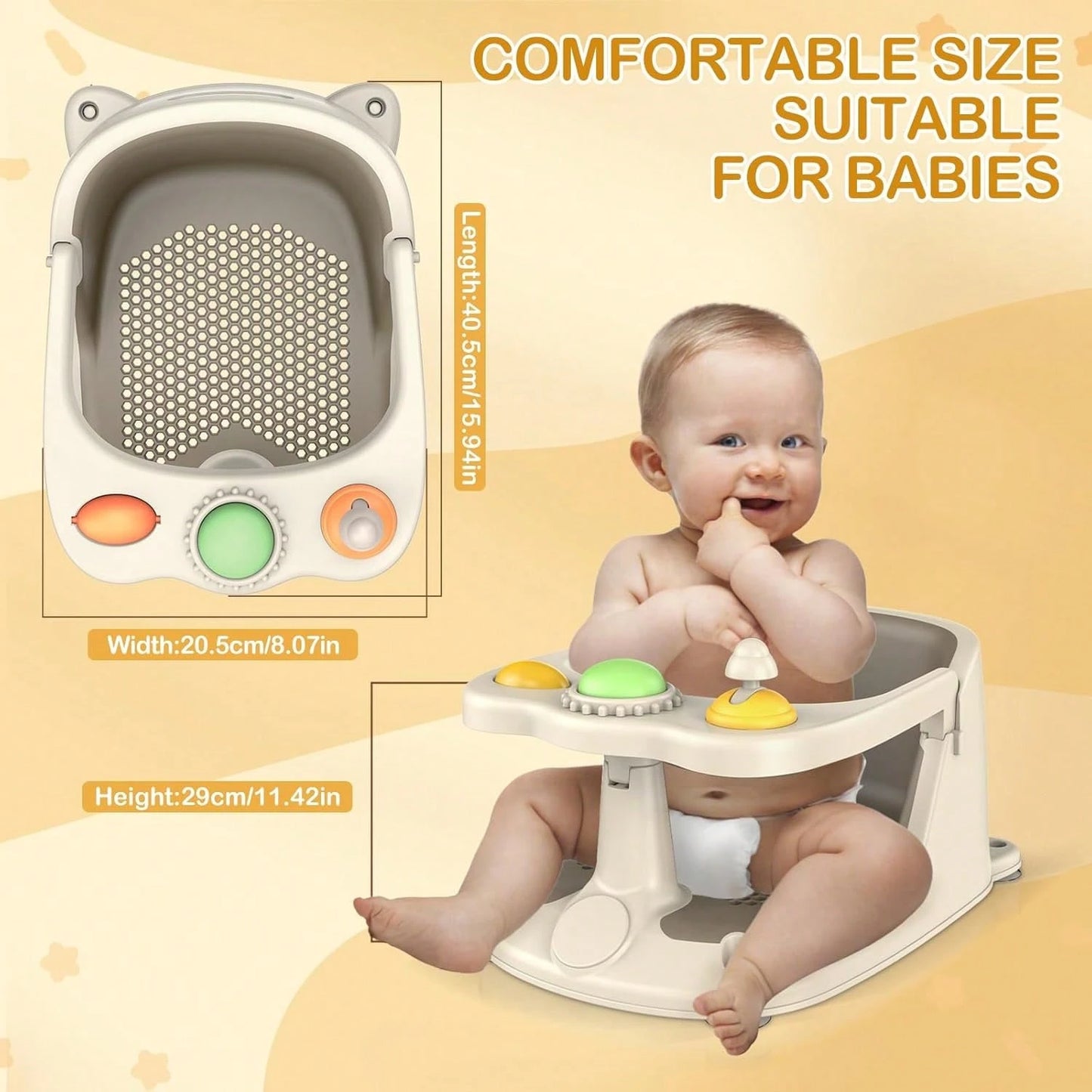 Baby Bath Seat, Bathtub Seat, Anti-Slip Bath Stool, Newborn Baby Learning Seat, Bath Stool, Bathroom Supplies, Baby Bath Seat Suitable For Infants Aged 6 Months And Above, Anti-Slip Toddler Bath Seat