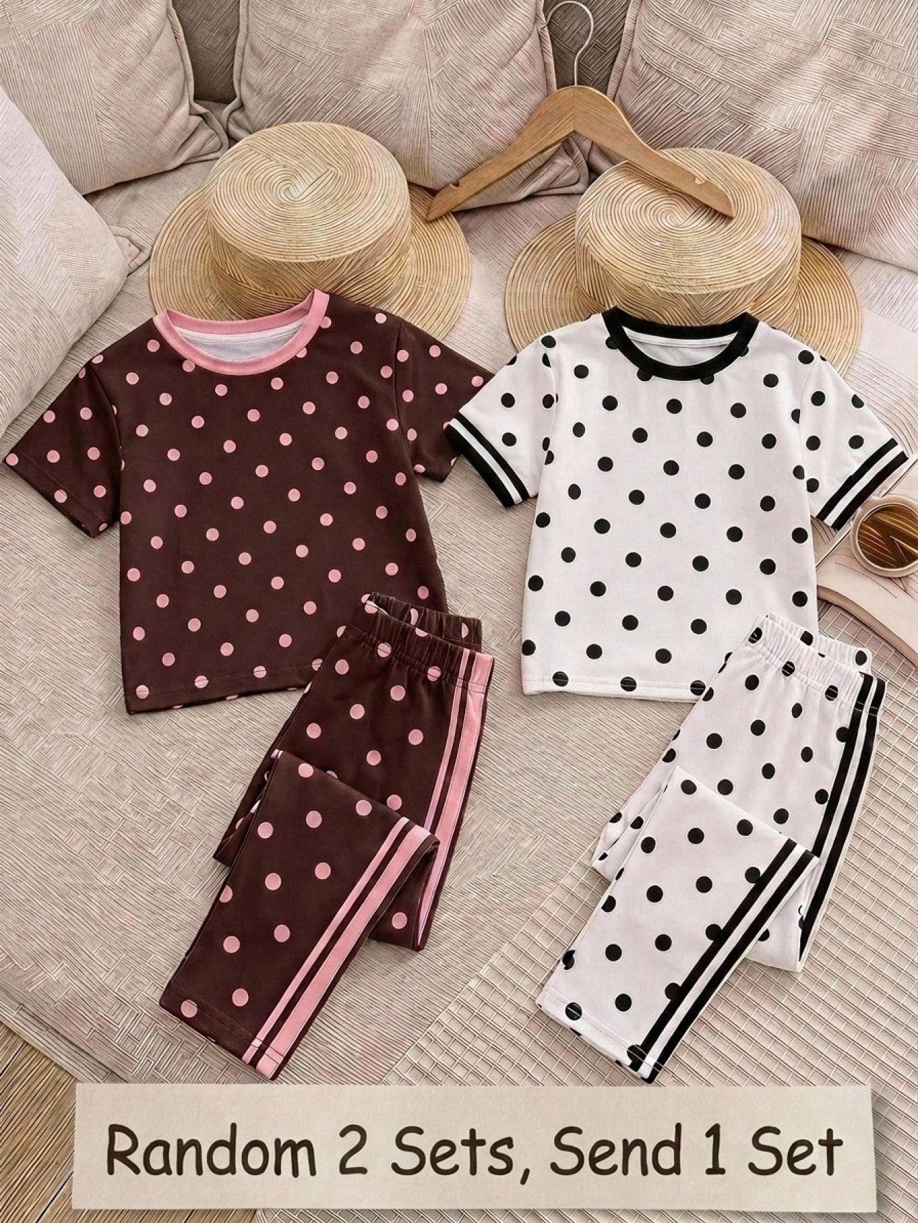 Baby Girl Casual Minimalist Round Neck Loose Short Sleeve T-Shirt And Leggings Set, Suitable For Spring And Summer