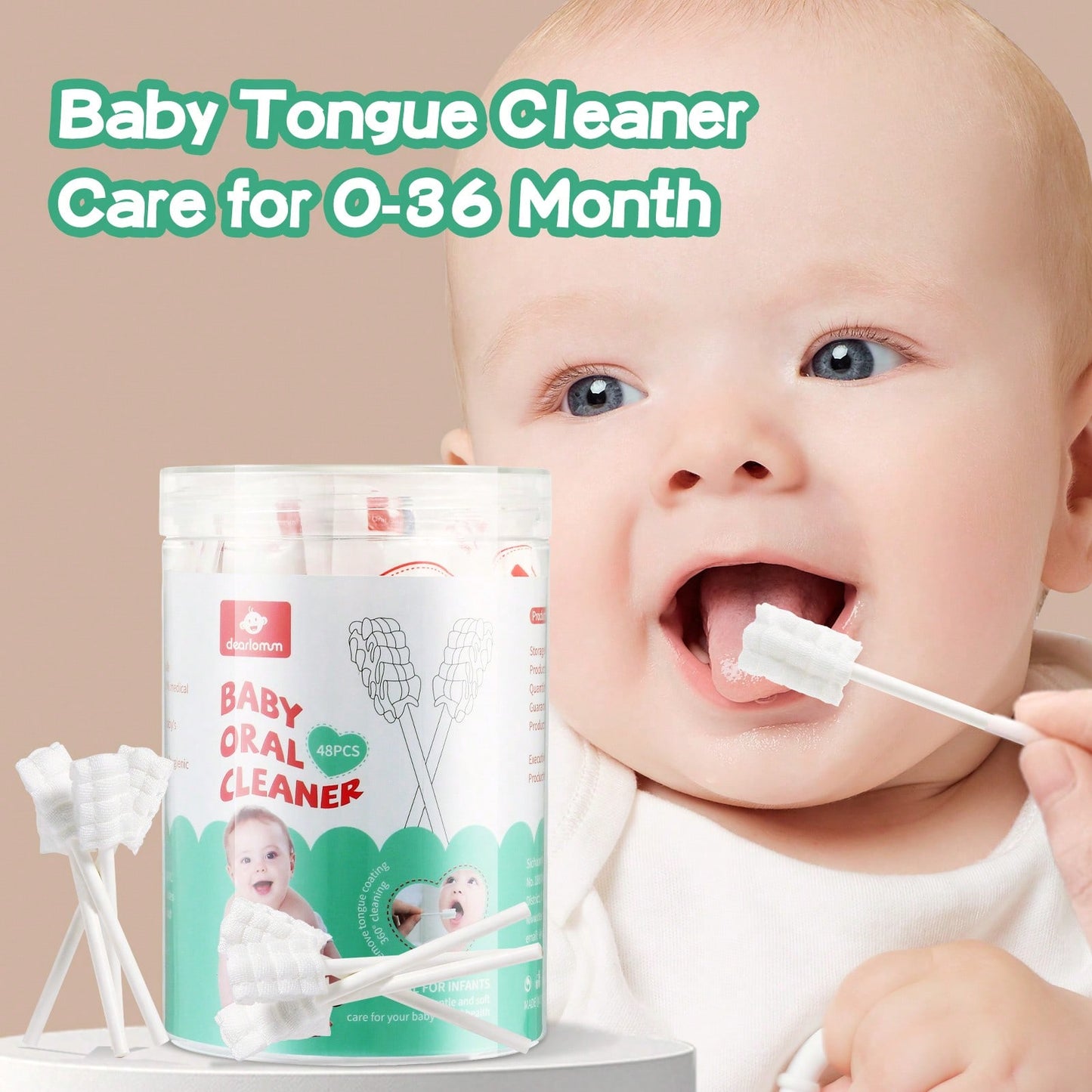 Baby Tongue Cleaner, Newborn Toothbrush, Disposable Infant Toothbrush Clean Mouth,Gauze Gum Cleaner Oral Cleaning Stick Dental Care For 0-36 Month