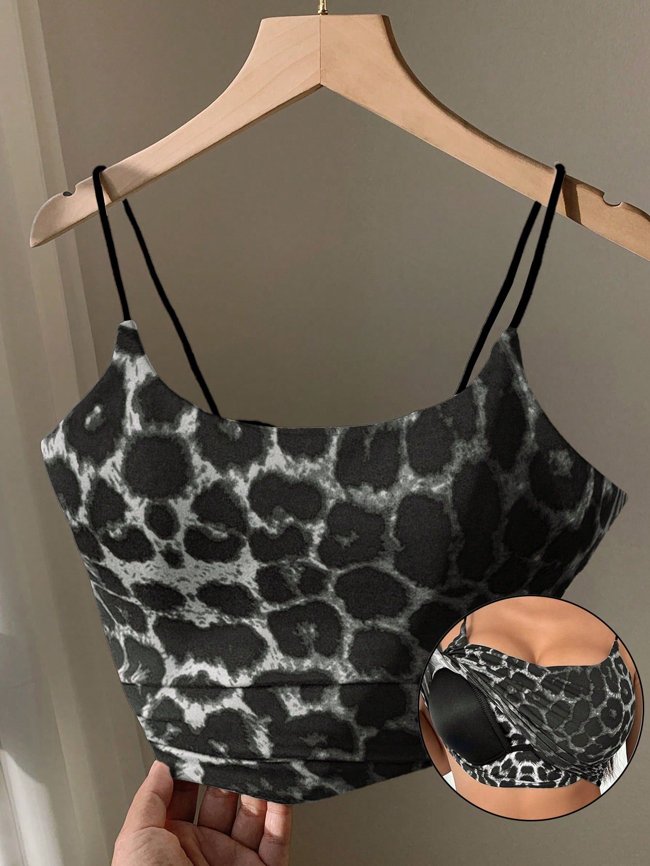 Comfortcana Leopard Print Padded Cami Tank Top, Cropped & Fitted