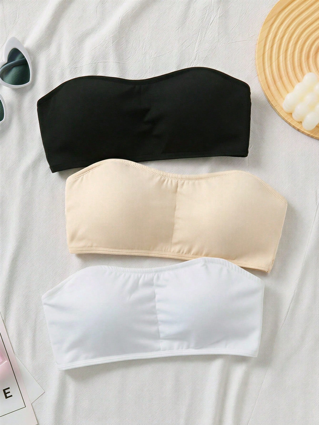 Dozemod Teen Girl Teen Girl 3pcs Comfortable Padded Non-Slip Tube Top Set