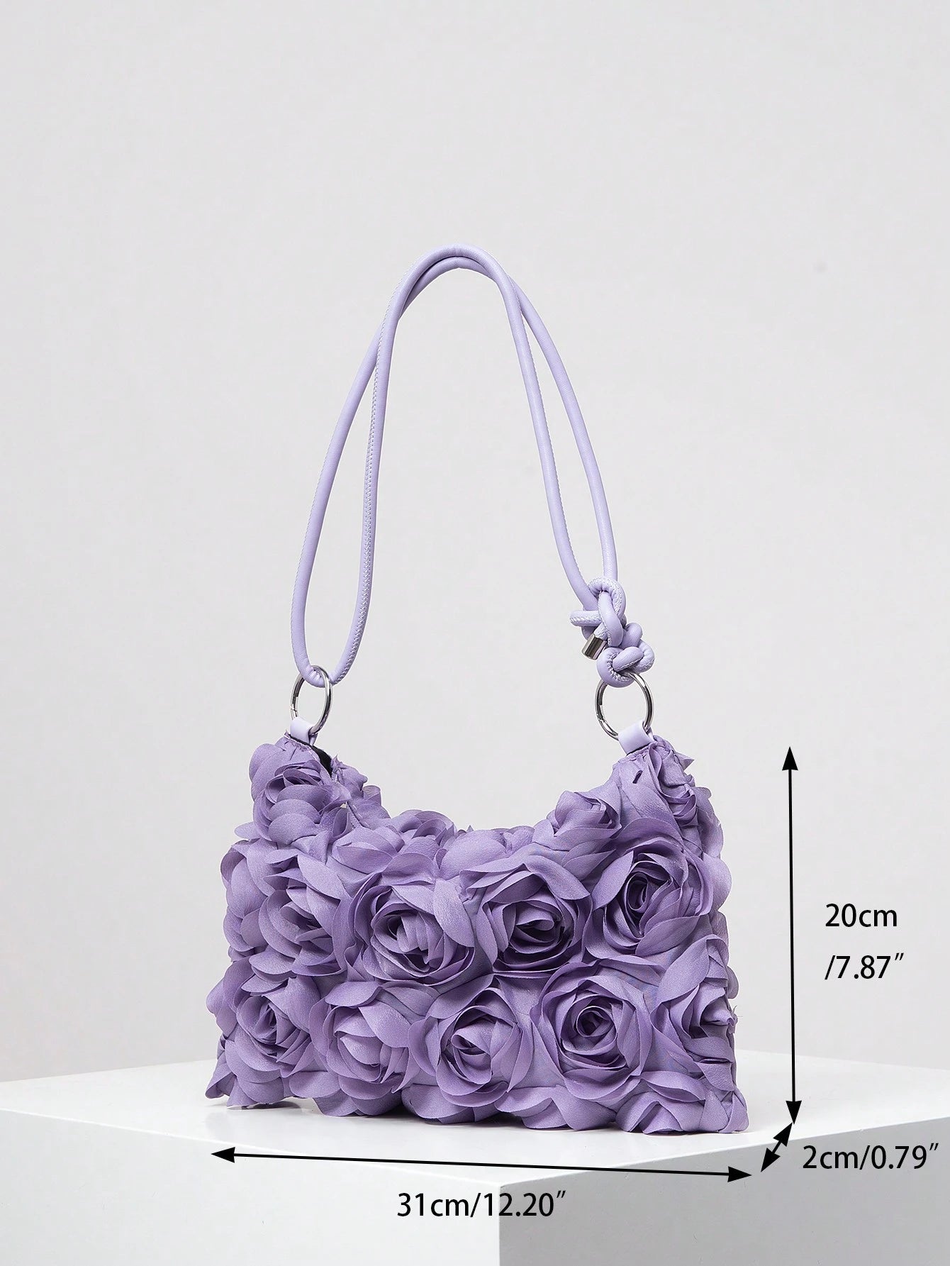 Elegant Rose Floral Pattern Shoulder Bag, For Wedding Party, Dinner, With Metal Circle Buckle Clutch Wallet, Soft And Sweet Women's Wallet, Valentine's Day Gift For Her, Bride's Bag (Random Pattern)