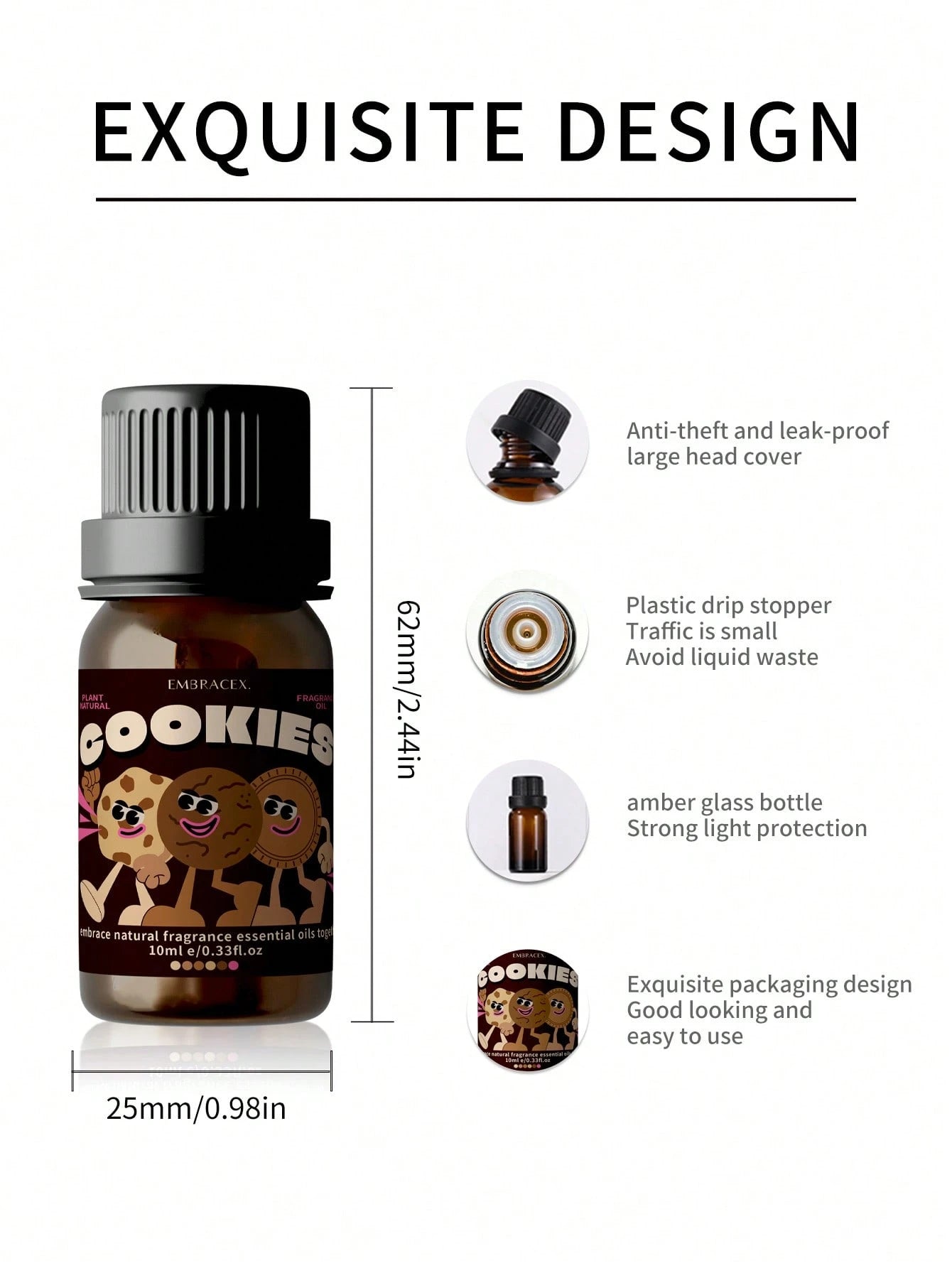 EMBRACEX. 10ml Cookie Scented Essential Oil, Cookie Fragrance Candle, Car Diffuser, Cookie Aroma, Suitable For Humidifier, Aromatherapy Diffuser, Candle Making, Gift For Women, Mom, Wife, Sister, Teen