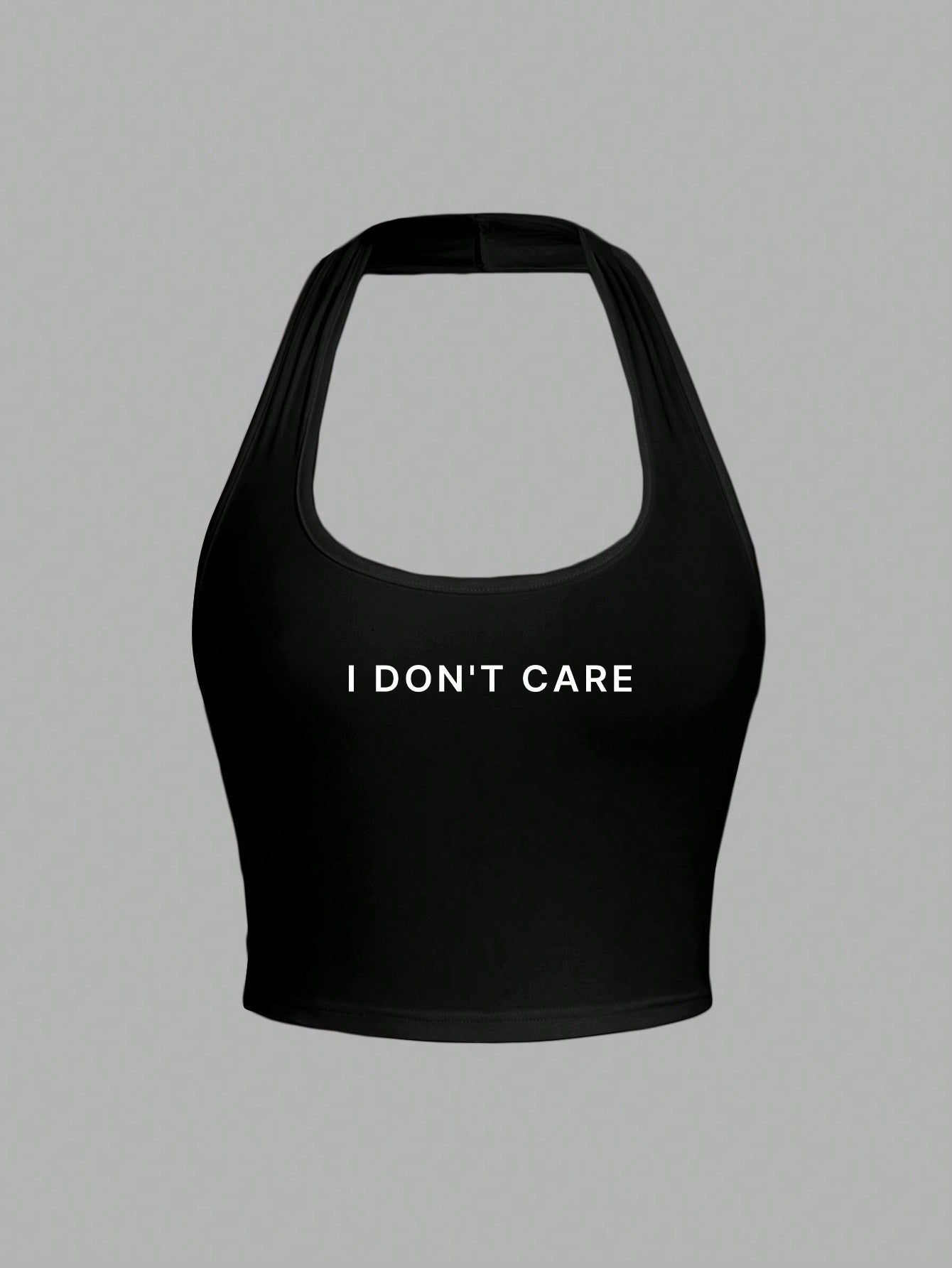EZwear Casual Slogan Graphic Halter Neck Tank Top, Fitted For Women, Suitable For Summer Vacation