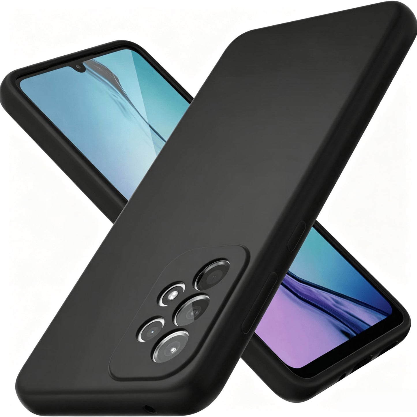 Galaxy Series Matte Black Non-Slip Phone Case Fingerprint & Stain Resistant Soft TPU Back Cover Raised Screen & Camera Protection Shock Resistant Anti-Collision Exact Cutouts Slim Full Body Durable Ma