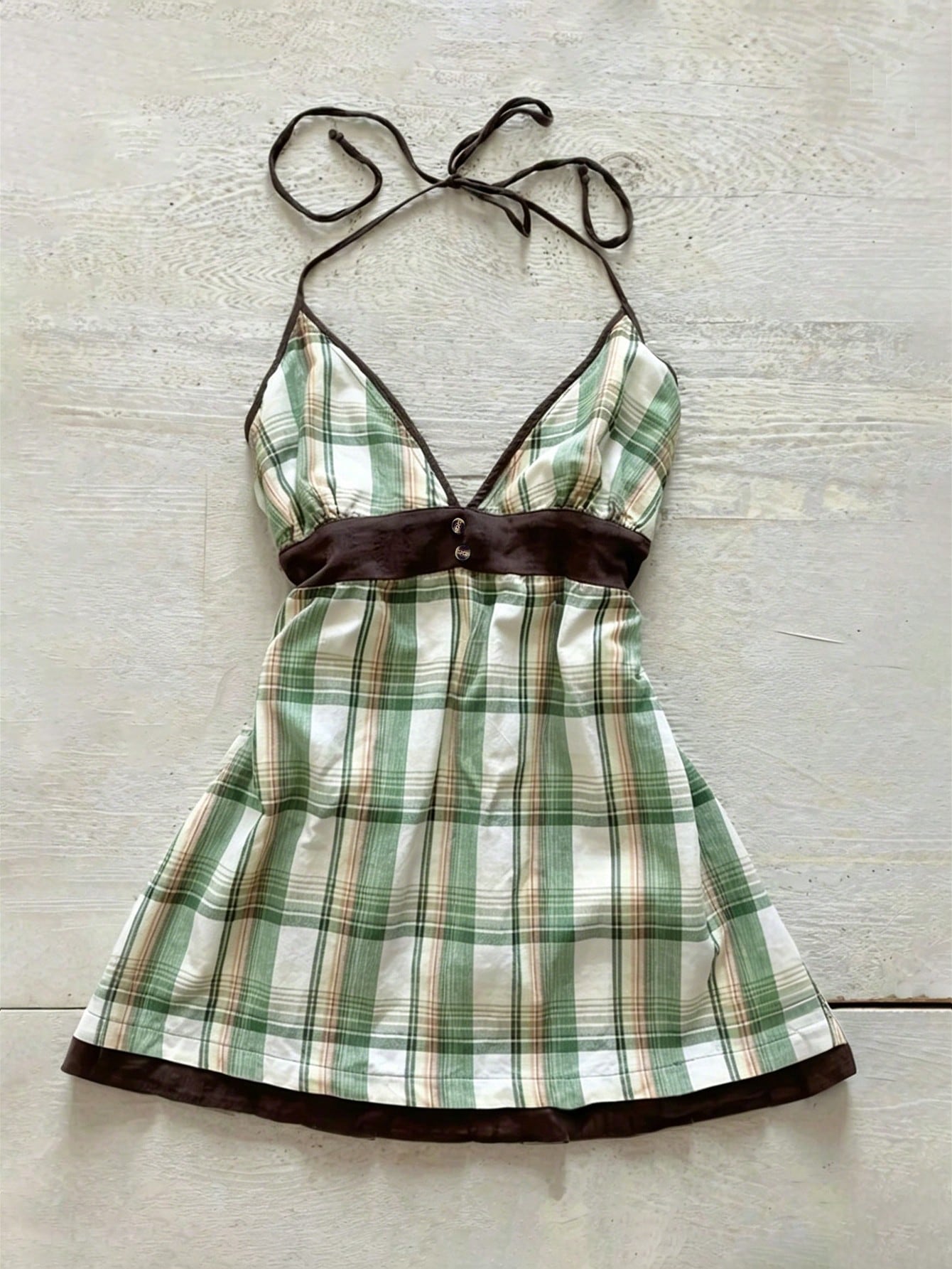IslaSuriya Vintage Plaid V-Neck Cinched Waist Sexy Crop Top