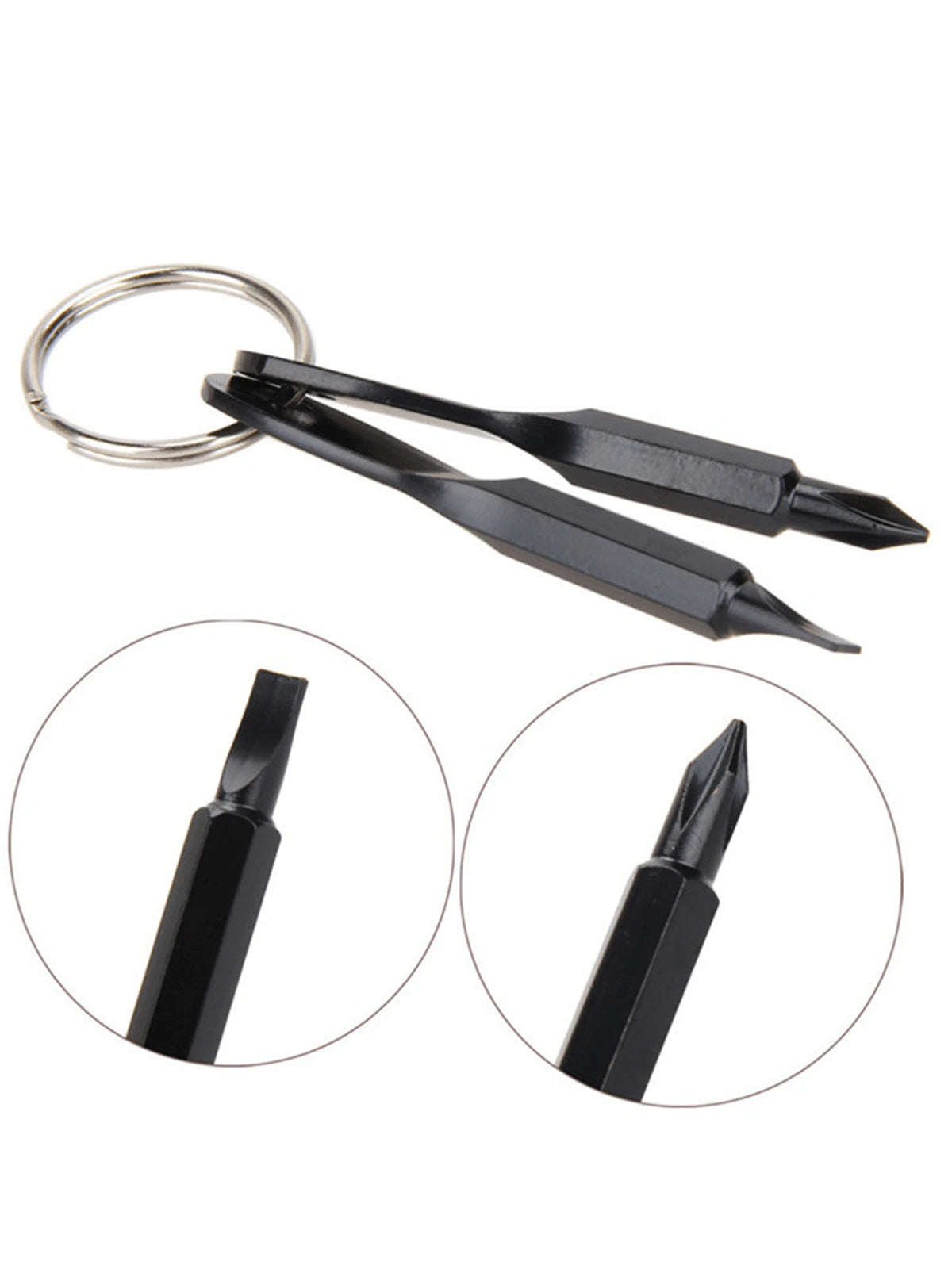 Portable Phillips & Slotted Screwdriver Key Ring Set- Multi-Functional Mini Pocket Repair Tool Gadget for Camping Accessories