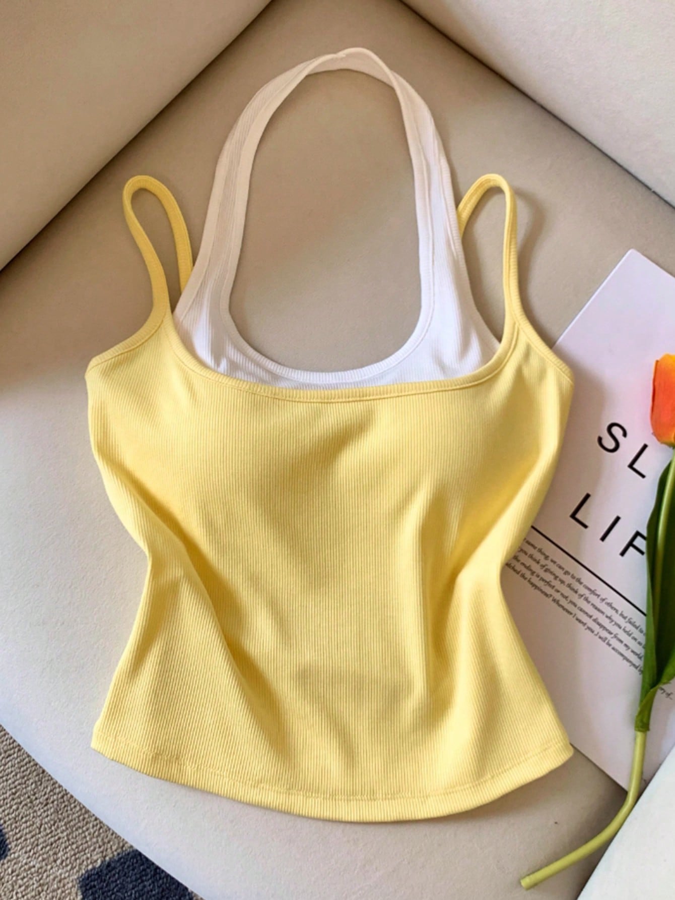 Resyla Contrast Color Sleeveless Top, Casual & Fashionable For Summer