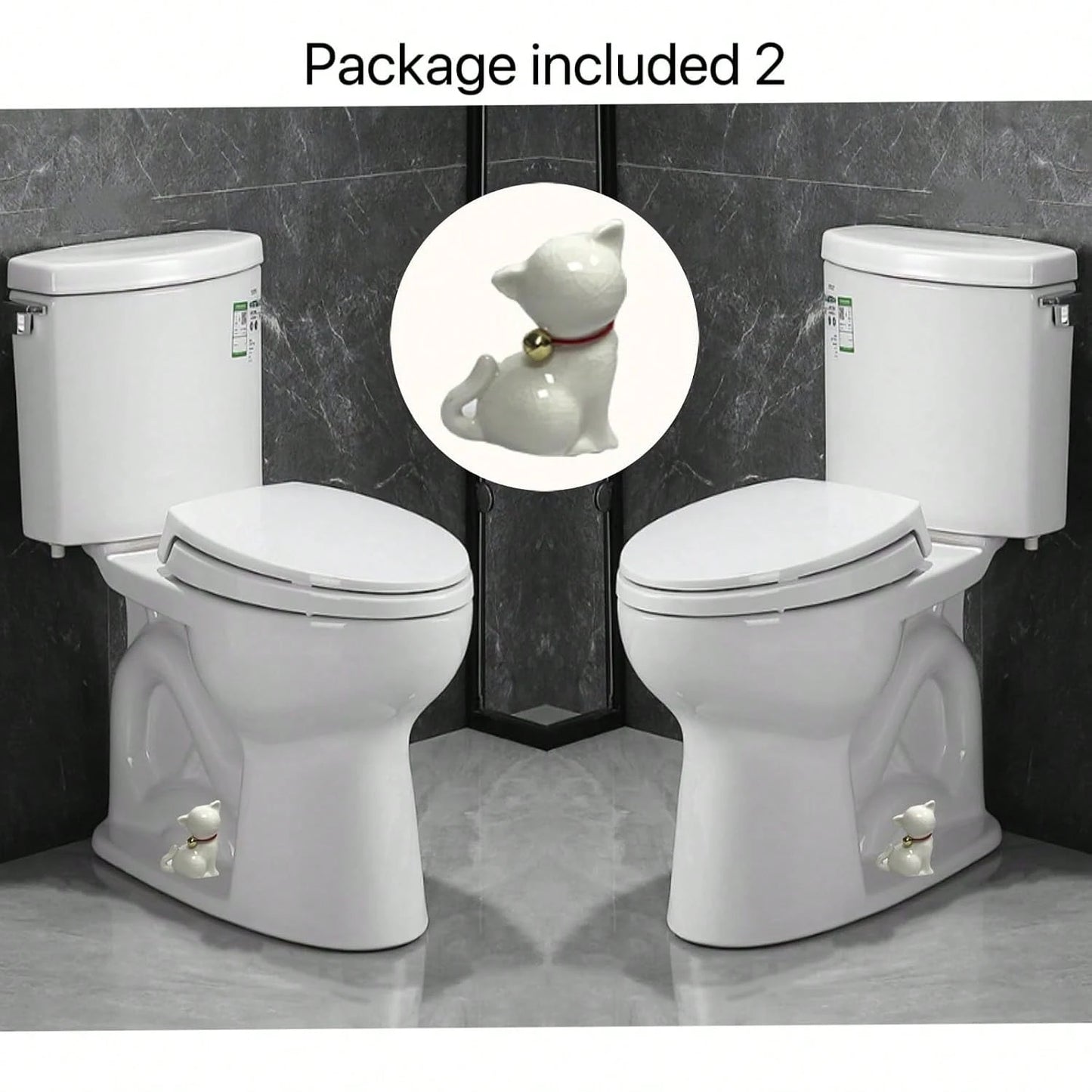 RJINYENS Toilet Bolt Caps, 2 Pcs Ceramic Bunny Decorative Toilet Bolt Covers, Toilet Screw Covers Decorative, Toilet Bolt Figurine, Cute Bathroom