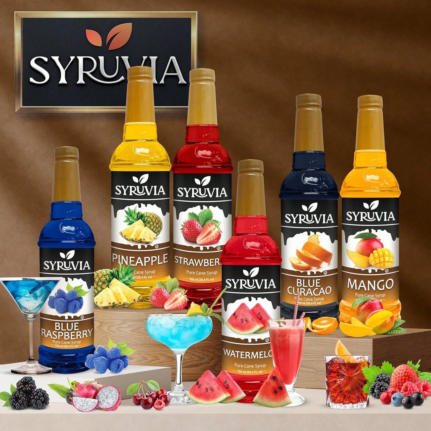 Syruvia Blue Raspberry Syrup 25.40 Ounces Blue Raspberry Flavoring Syrup