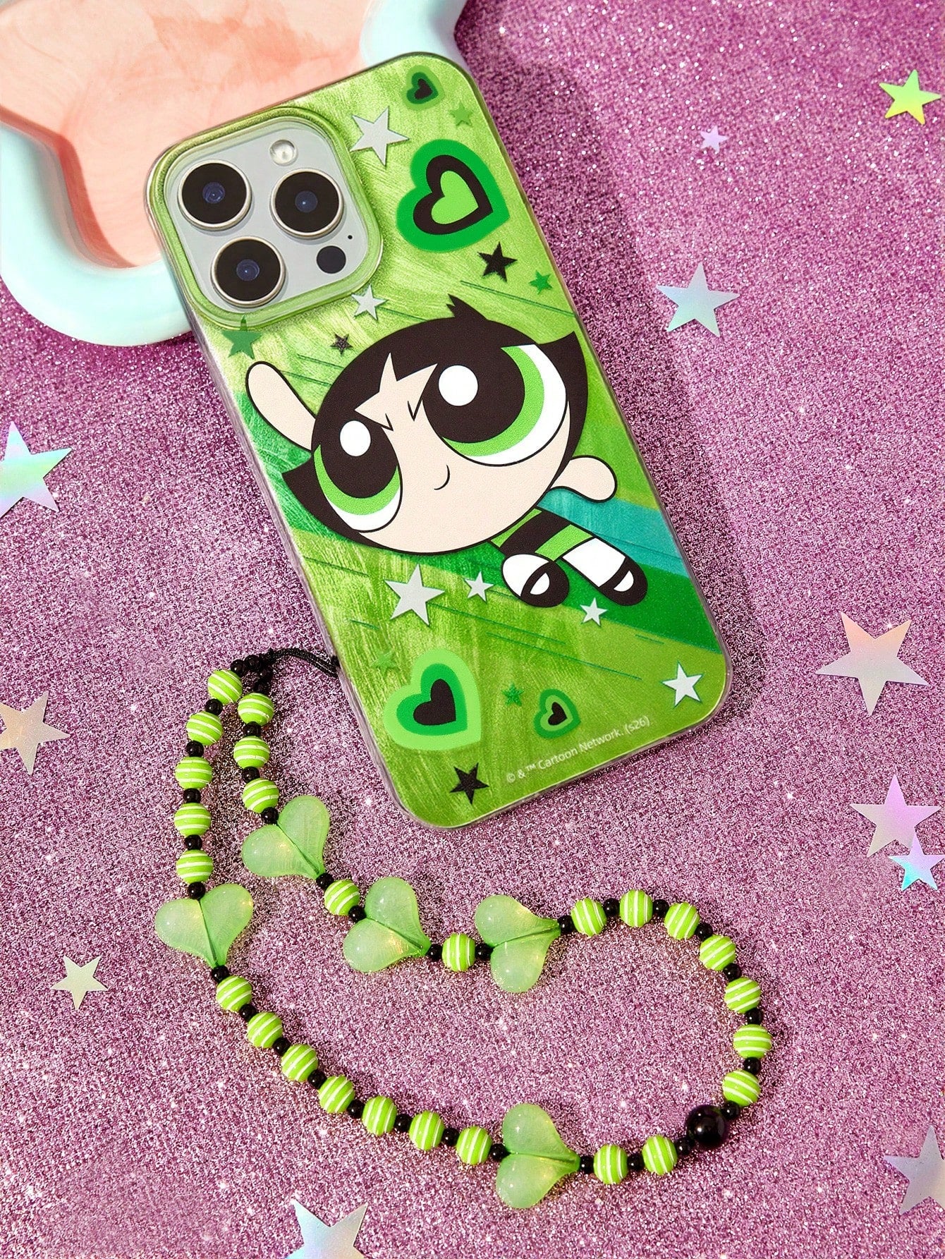 THE POWERPUFF GIRLS X Cartoon Printed Mobile Phone Case, With Mobile Phone Chain, Suitable For 11-17 Pro Max