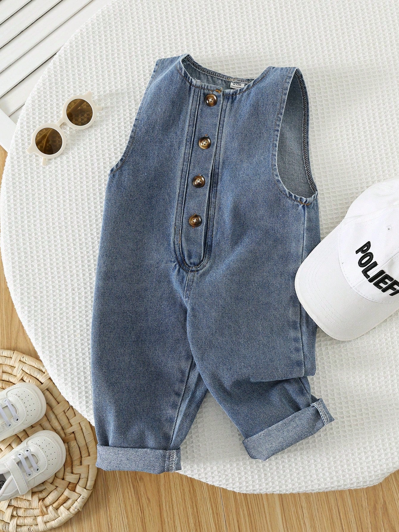 Unisex Baby Casual Cute Denim Bib Pants, Suitable For Summer, Spring, Autumn