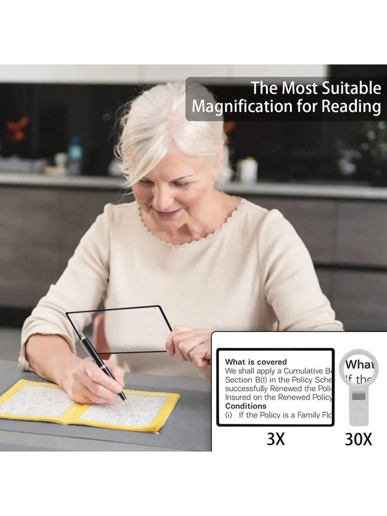 1/2/3/4/5pcs A4 Full Page 3X Magnifier Glasses, Designed For Elderly- Effectively Assist Seniors In Reading