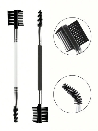1/2/3/5PCS 3 Head Eyebrow Eyelash Shaper Eyelash Comb Double Head Brush Makeup Grooming Tool Cosmetic With 3 Different Spoolie Brushes For Separating Lashes, Eliminating Mascara Clumps, Grooming And S