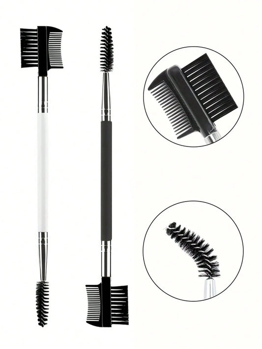 1/2/3/5PCS 3 Head Eyebrow Eyelash Shaper Eyelash Comb Double Head Brush Makeup Grooming Tool Cosmetic With 3 Different Spoolie Brushes For Separating Lashes, Eliminating Mascara Clumps, Grooming And S