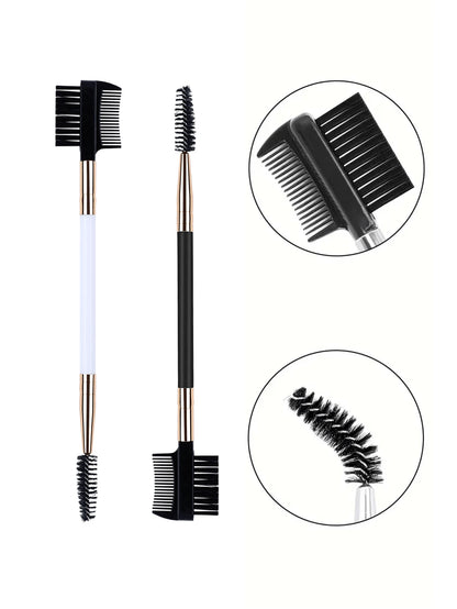 1/2/3/5PCS 3 Head Eyebrow Eyelash Shaper Eyelash Comb Double Head Brush Makeup Grooming Tool Cosmetic With 3 Different Spoolie Brushes For Separating Lashes, Eliminating Mascara Clumps, Grooming And S