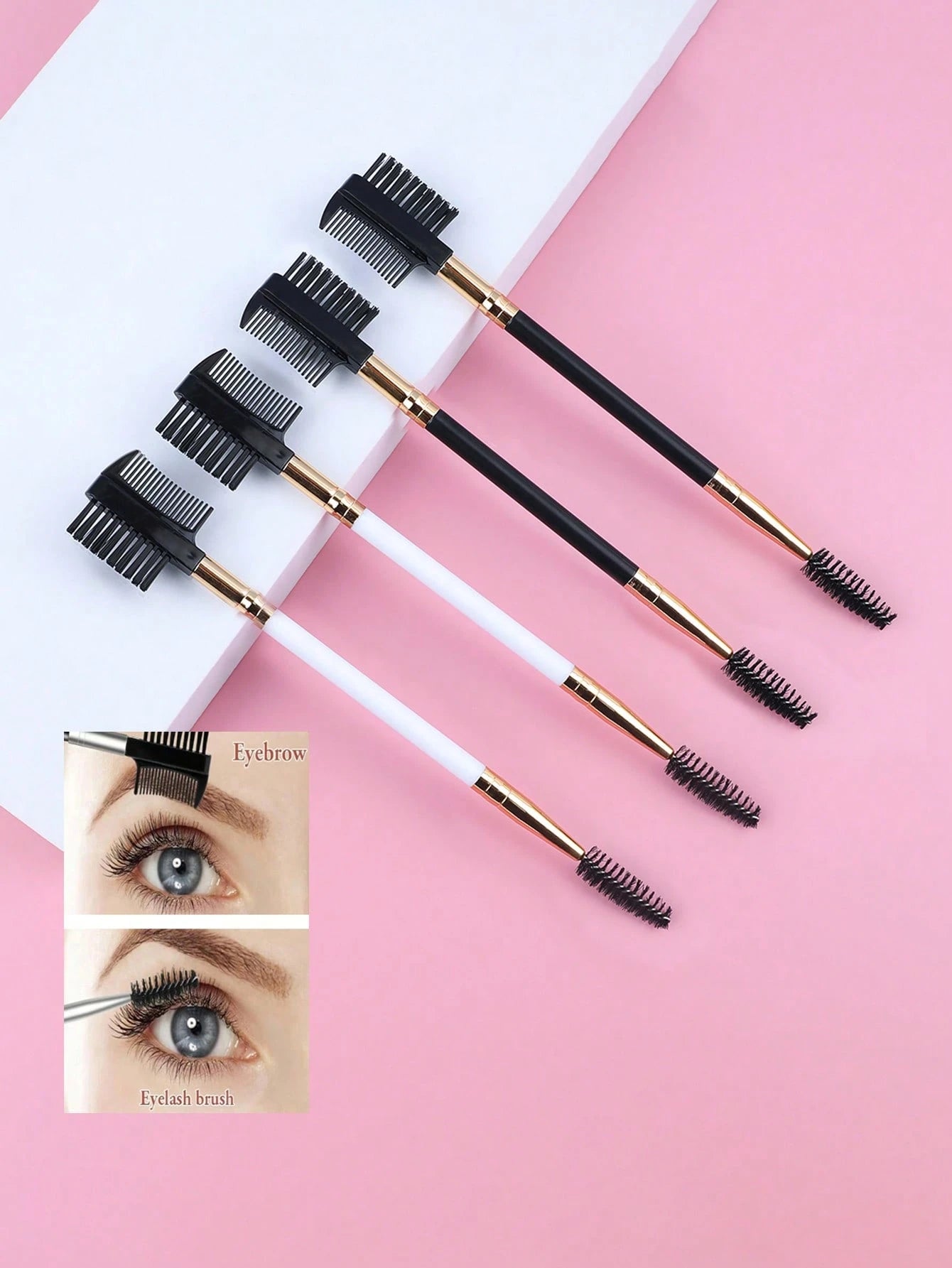 1/2/3/5PCS 3 Head Eyebrow Eyelash Shaper Eyelash Comb Double Head Brush Makeup Grooming Tool Cosmetic With 3 Different Spoolie Brushes For Separating Lashes, Eliminating Mascara Clumps, Grooming And S
