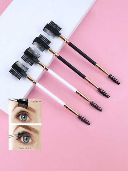 1/2/3/5PCS 3 Head Eyebrow Eyelash Shaper Eyelash Comb Double Head Brush Makeup Grooming Tool Cosmetic With 3 Different Spoolie Brushes For Separating Lashes, Eliminating Mascara Clumps, Grooming And S