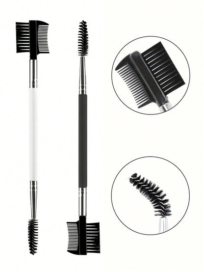 1/2/3/5PCS 3 Head Eyebrow Eyelash Shaper Eyelash Comb Double Head Brush Makeup Grooming Tool Cosmetic With 3 Different Spoolie Brushes For Separating Lashes, Eliminating Mascara Clumps, Grooming And S