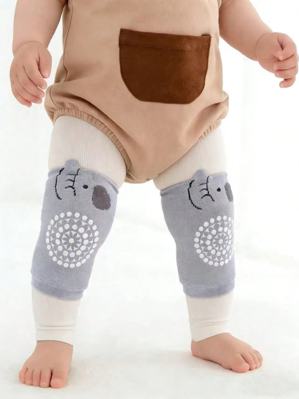 1/2/3/5pcs Baby Anti-Slip Knee Pads, Crawling Leg Protectors, Toddler Knee Covers, Dinosaur And Elephant Pattern, Suitable For Baby Walking