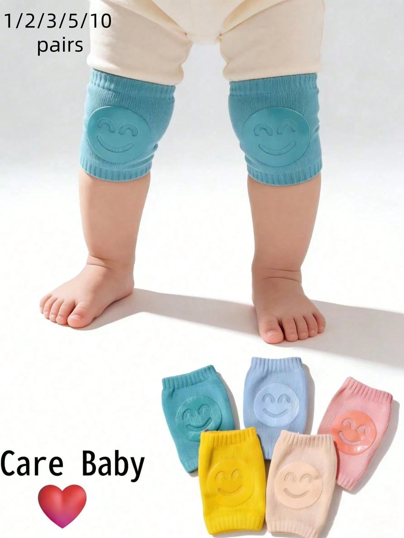 1/2/3/5pcs Baby Anti-Slip Knee Pads, Crawling Leg Protectors, Toddler Knee Covers, Dinosaur And Elephant Pattern, Suitable For Baby Walking