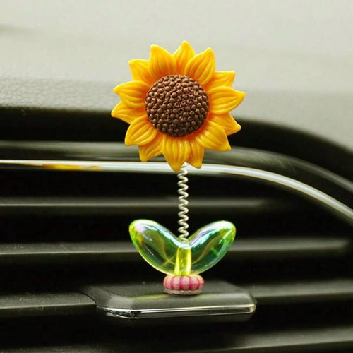 1/2/3pcs Cute Swinging Sunflower Car Decor, Healing Flower Decor For Car Dashboard/Rearview Mirror, Car Accessories, Car Decoration, Women's Car Accessories, Car Stickers, Car Interior Accessories, Ac