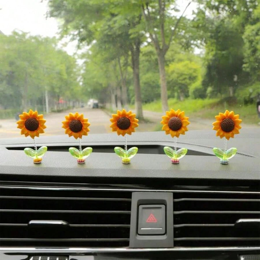 1/2/3pcs Cute Swinging Sunflower Car Decor, Healing Flower Decor For Car Dashboard/Rearview Mirror, Car Accessories, Car Decoration, Women's Car Accessories, Car Stickers, Car Interior Accessories, Ac
