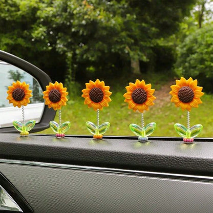 1/2/3pcs Cute Swinging Sunflower Car Decor, Healing Flower Decor For Car Dashboard/Rearview Mirror, Car Accessories, Car Decoration, Women's Car Accessories, Car Stickers, Car Interior Accessories, Ac
