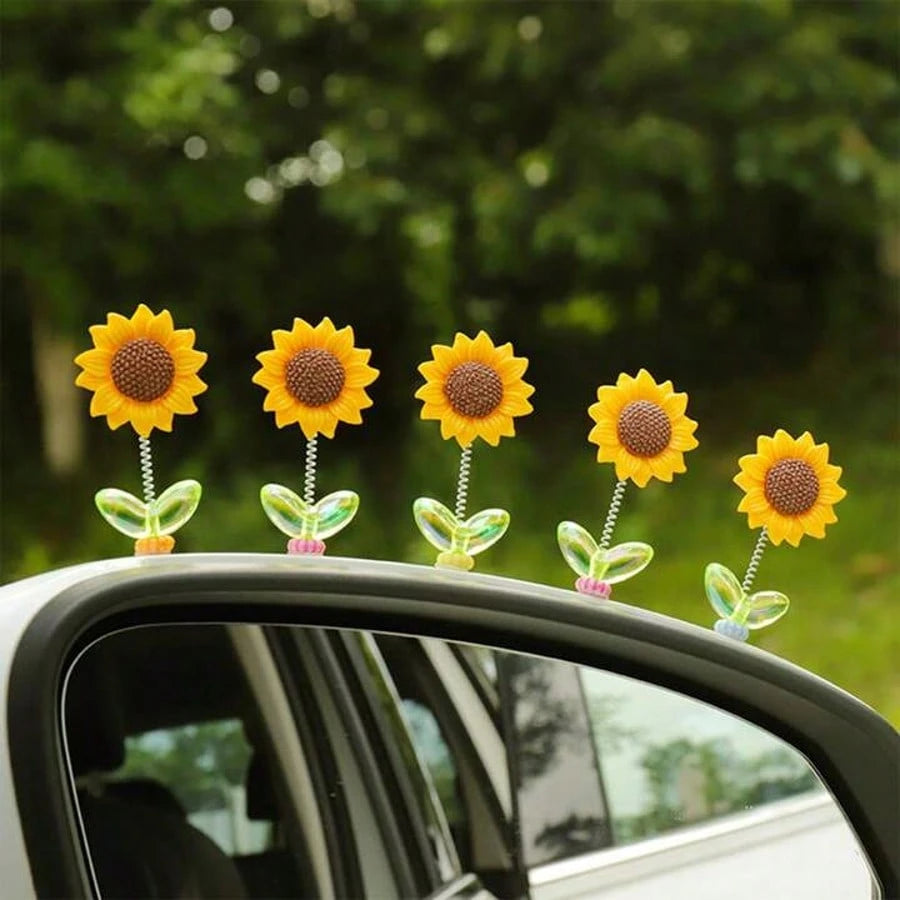 1/2/3pcs Cute Swinging Sunflower Car Decor, Healing Flower Decor For Car Dashboard/Rearview Mirror, Car Accessories, Car Decoration, Women's Car Accessories, Car Stickers, Car Interior Accessories, Ac