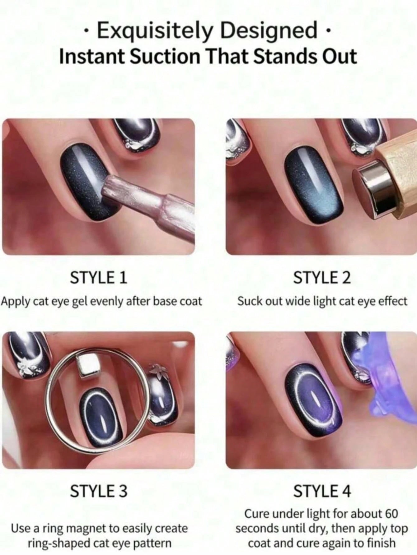 1/2/3pcs Magnetic Cat Eye Nail Polish Set, Multi-Functional Strong Magnetic Cat Eye Gel Nail Polish, Ring Steel Ball Combination Design, Super Strong Adhesion, Suitable For Beginners Nail Art Tools