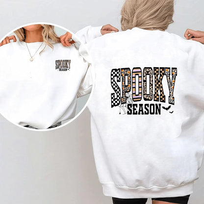 1/2/3pcs Spooky Season Multi-Texture Bold Letter Checkerboard Leopard Print Stripe Spider Web Bat American Retro Halloween Heat Transfer Iron-On Patch Halloween Season Text DIY Iron-On Sticker Suitabl