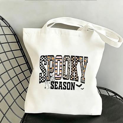 1/2/3pcs Spooky Season Multi-Texture Bold Letter Checkerboard Leopard Print Stripe Spider Web Bat American Retro Halloween Heat Transfer Iron-On Patch Halloween Season Text DIY Iron-On Sticker Suitabl