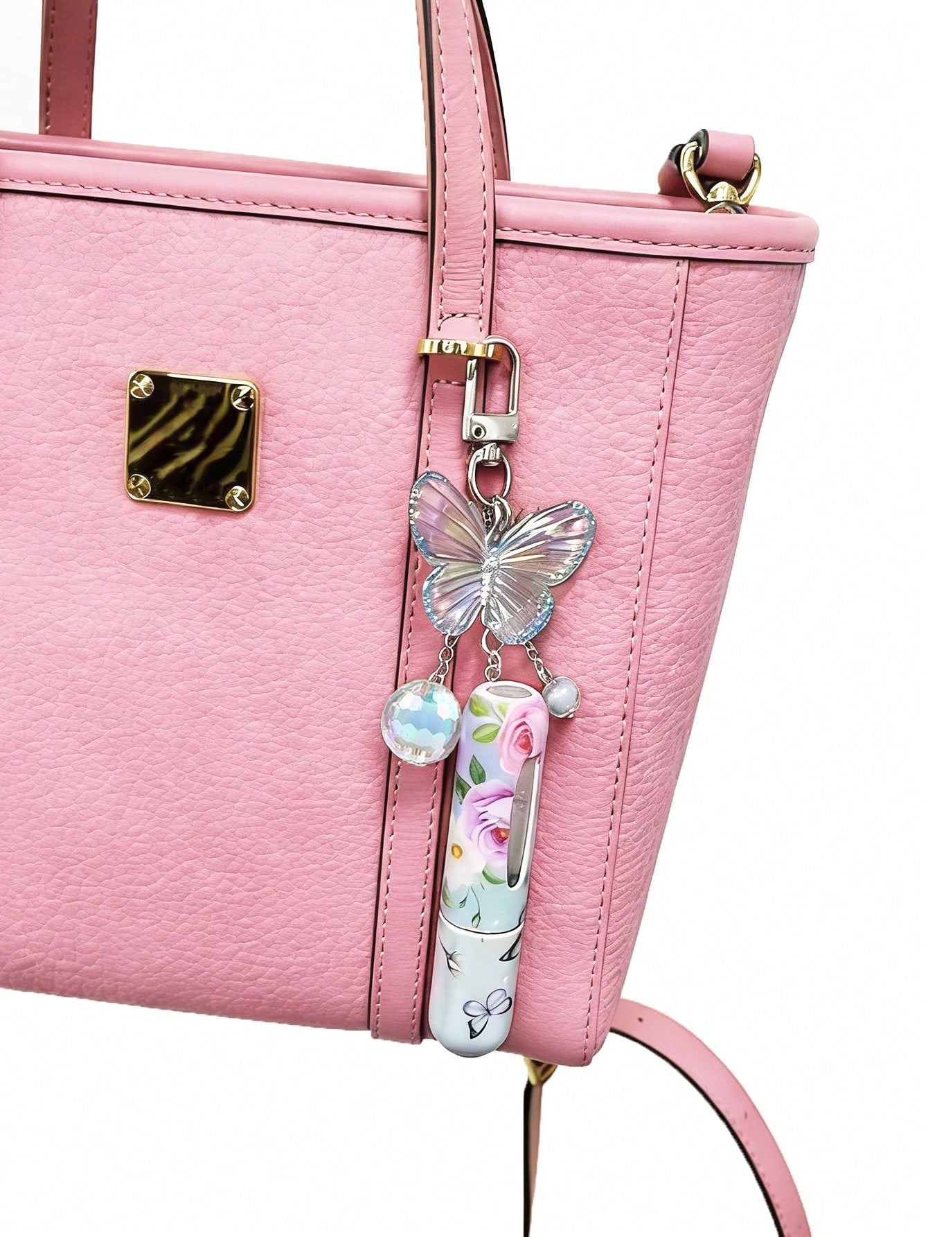 1/2/4pcs Crystal Butterfly Pendant Perfume Sub-Bottling, With Keychain Flower Butterfly Print Pattern Cosmetic Bottle, Women'S Bag Pendant, Bottom Filling Perfume Sub-Packaging Tool, Birthday Gift For