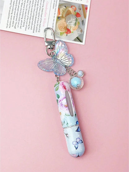 1/2/4pcs Crystal Butterfly Pendant Perfume Sub-Bottling, With Keychain Flower Butterfly Print Pattern Cosmetic Bottle, Women'S Bag Pendant, Bottom Filling Perfume Sub-Packaging Tool, Birthday Gift For