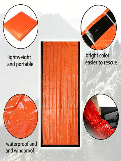 1/2/50pcs Car Emergency Sleeping Bag Set, Includes Thermal Sleeping Bag + Drawstring Bag + Whistle, Outdoor Survival Emergency Blanket, Polyester Film Insulation Bag, Portable Lightweight Outdoor Gear