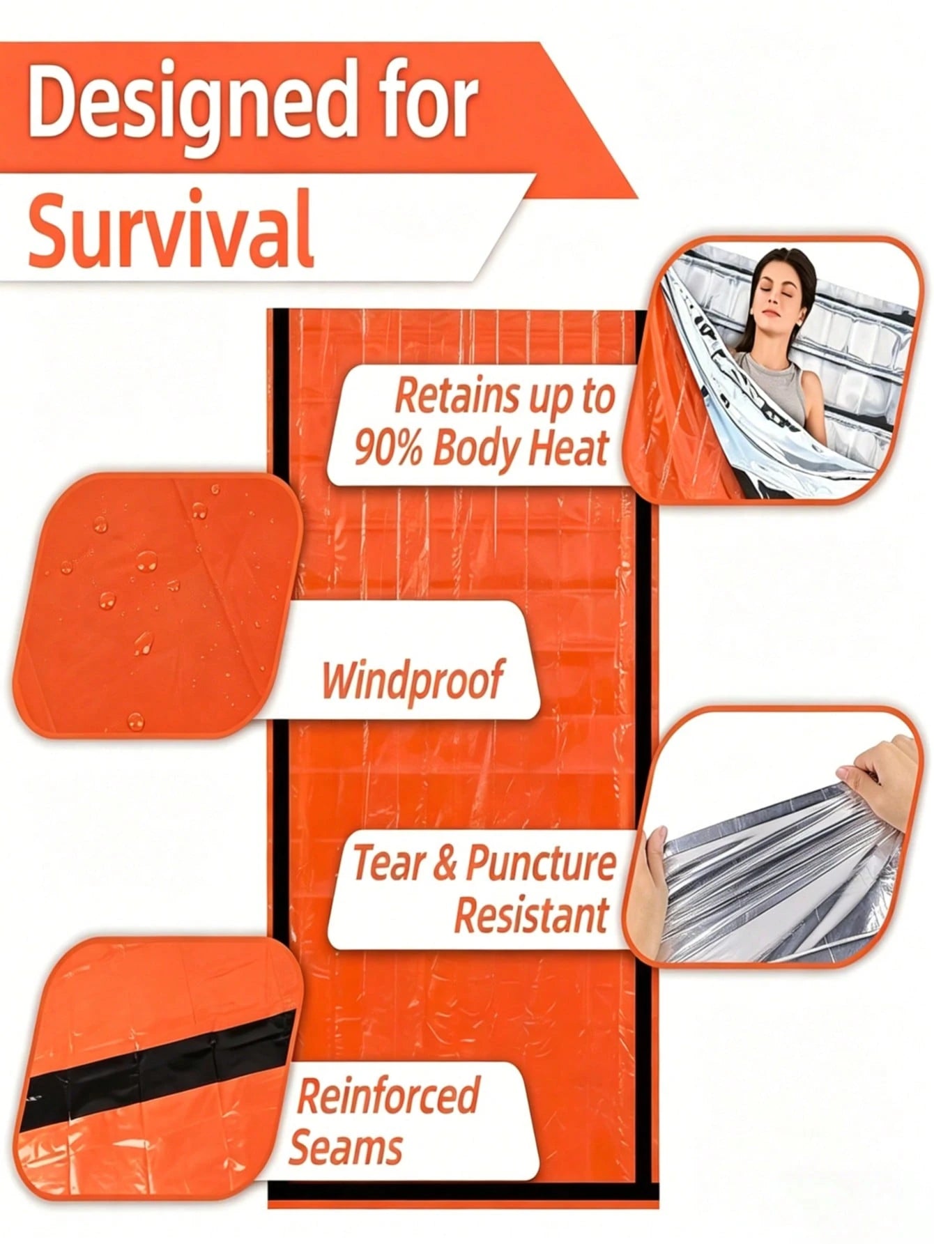 1/2/50pcs Car Emergency Sleeping Bag Set, Includes Thermal Sleeping Bag + Drawstring Bag + Whistle, Outdoor Survival Emergency Blanket, Polyester Film Insulation Bag, Portable Lightweight Outdoor Gear